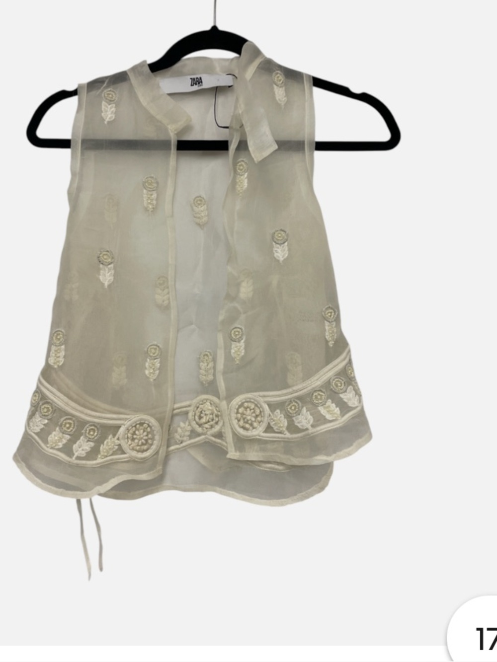 Zara Icons Sheer silk Cream-White Blouse